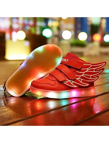 Girl's LED Shoes Sneakers Comfort / Flats Athletic / Casual / Magic Tape / wings / LED Blue / Pink / Red / White  