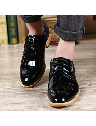 Men's Shoes Office & Career/Party & Evening/Casual Fashion Woven Patent Leather Oxfords Shoes Black/Red 38-43  