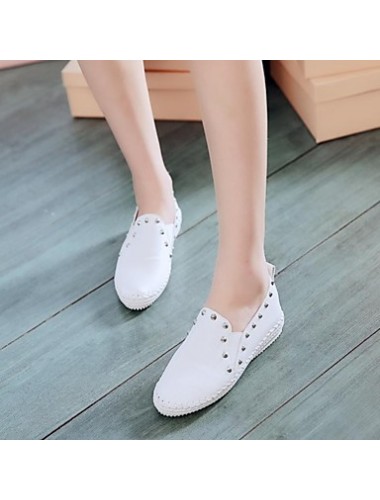 Women's Spring / Summer / Fall / Winter Comfort / Round Toe Leather Dress Flat Heel White / Silver