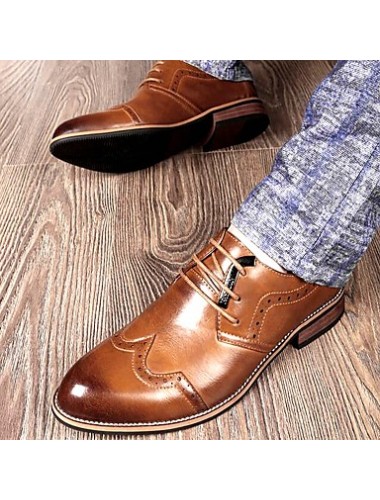 Men's Shoes   2016 Inner Height Increasing Party / Office Black/Brown Comfort Leather Oxfords for Sales Promotions  