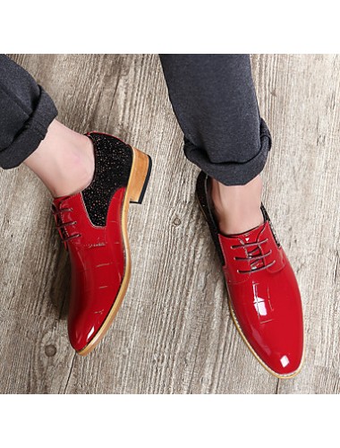 Men's Shoes Office & Career/Party & Evening/Casual Fashion Woven Patent Leather Oxfords Shoes Black/Red 38-43  