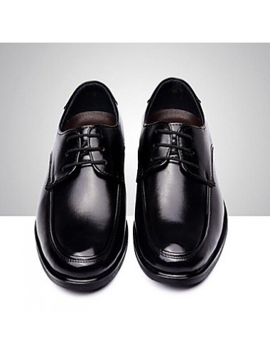 Men's Shoes Leather Casual Oxfords Casual Low Heel Lace-up Black  