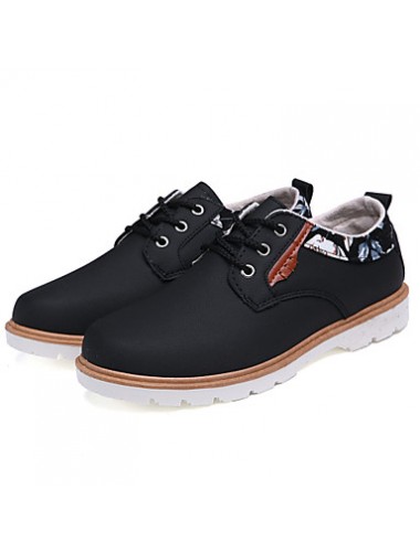 Men's Shoes Leather Casual Oxfords Casual Flat Heel Lace-up Black / Blue / Brown / White  