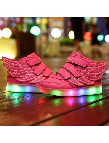 Girl's LED Shoes Sneakers Comfort / Flats Athletic / Casual / Magic Tape / wings / LED Blue / Pink / Red / White  