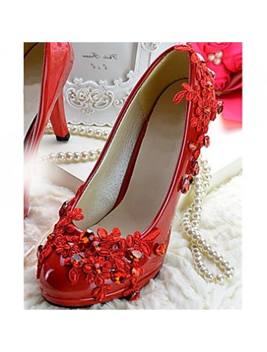 Women's Shoes Leather Chunky Heel Heels/Pointed Toe Pumps/Heels Wedding/Party & Evening Red